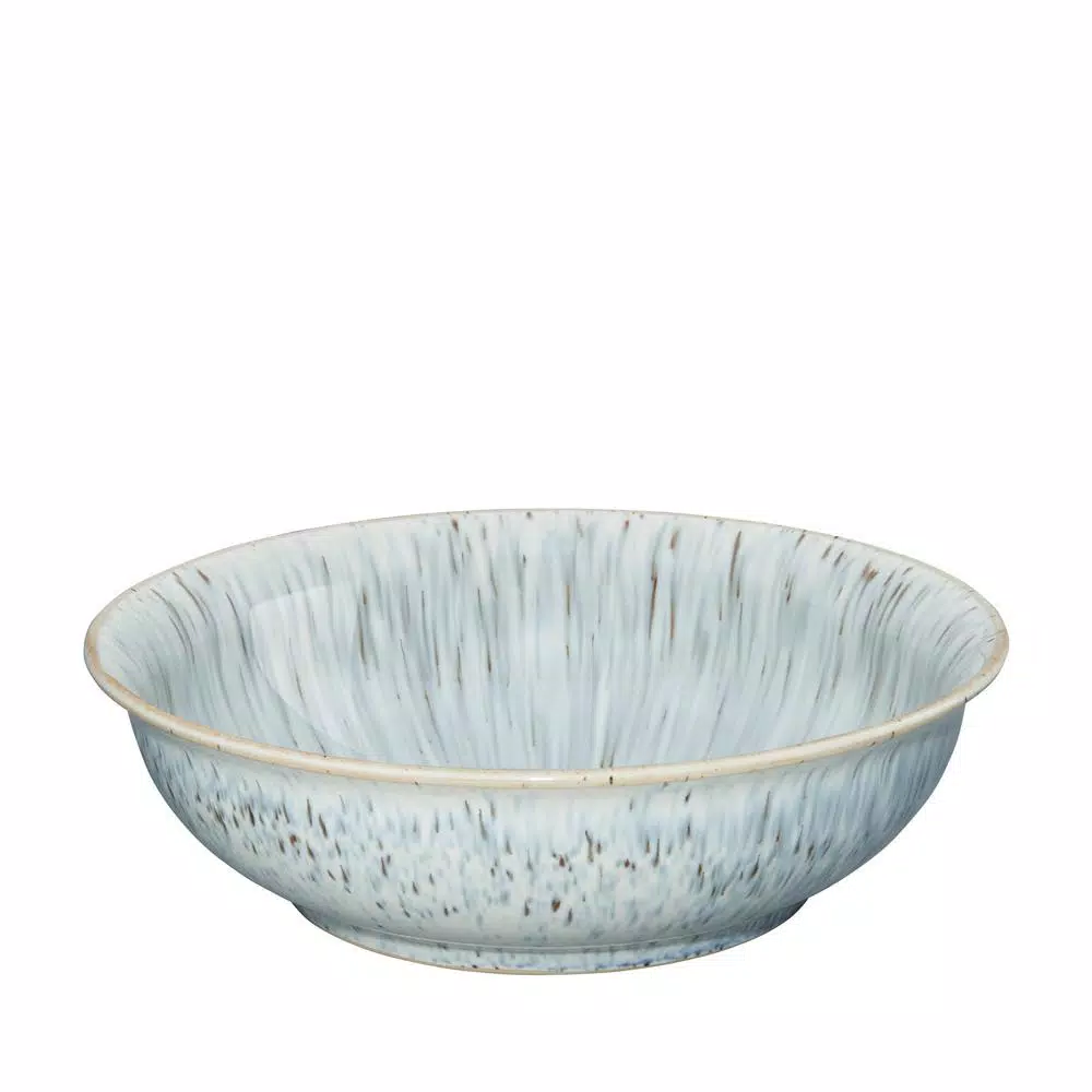 Denby Halo Stoneware 26 fl. oz. Curved Shallow Serving Bowl, Black
