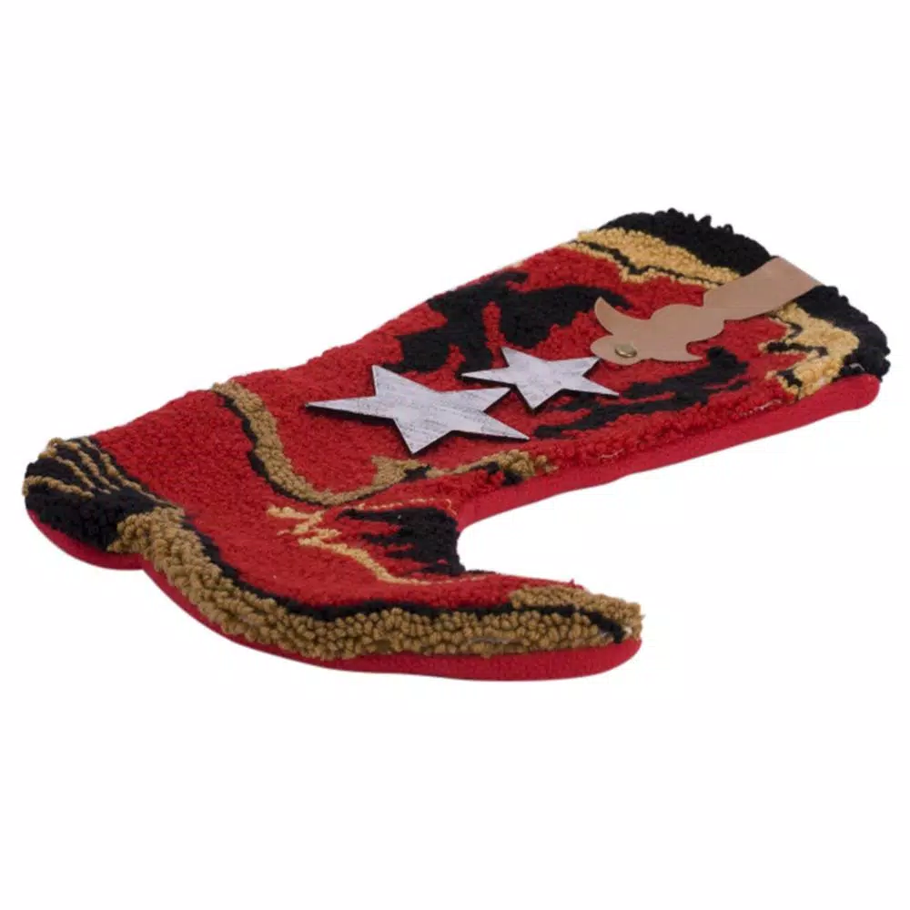 Glitzhome Red Boot Hooked Polyester Christmas Stockings, 19.69 in. (2-Pack)