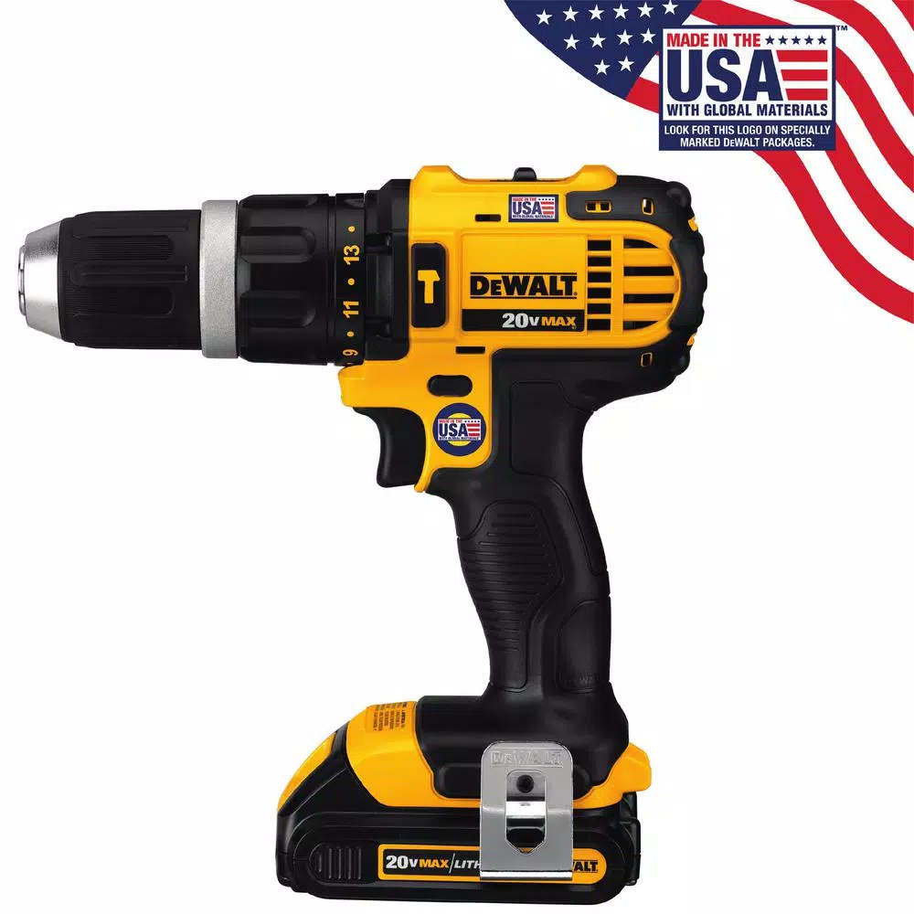 DEWALT 20V MAX Cordless 1/2 in. Compact Hammer Drill/Driver Kit with (2) 1.5 Ah Batteries, Charger & Bag