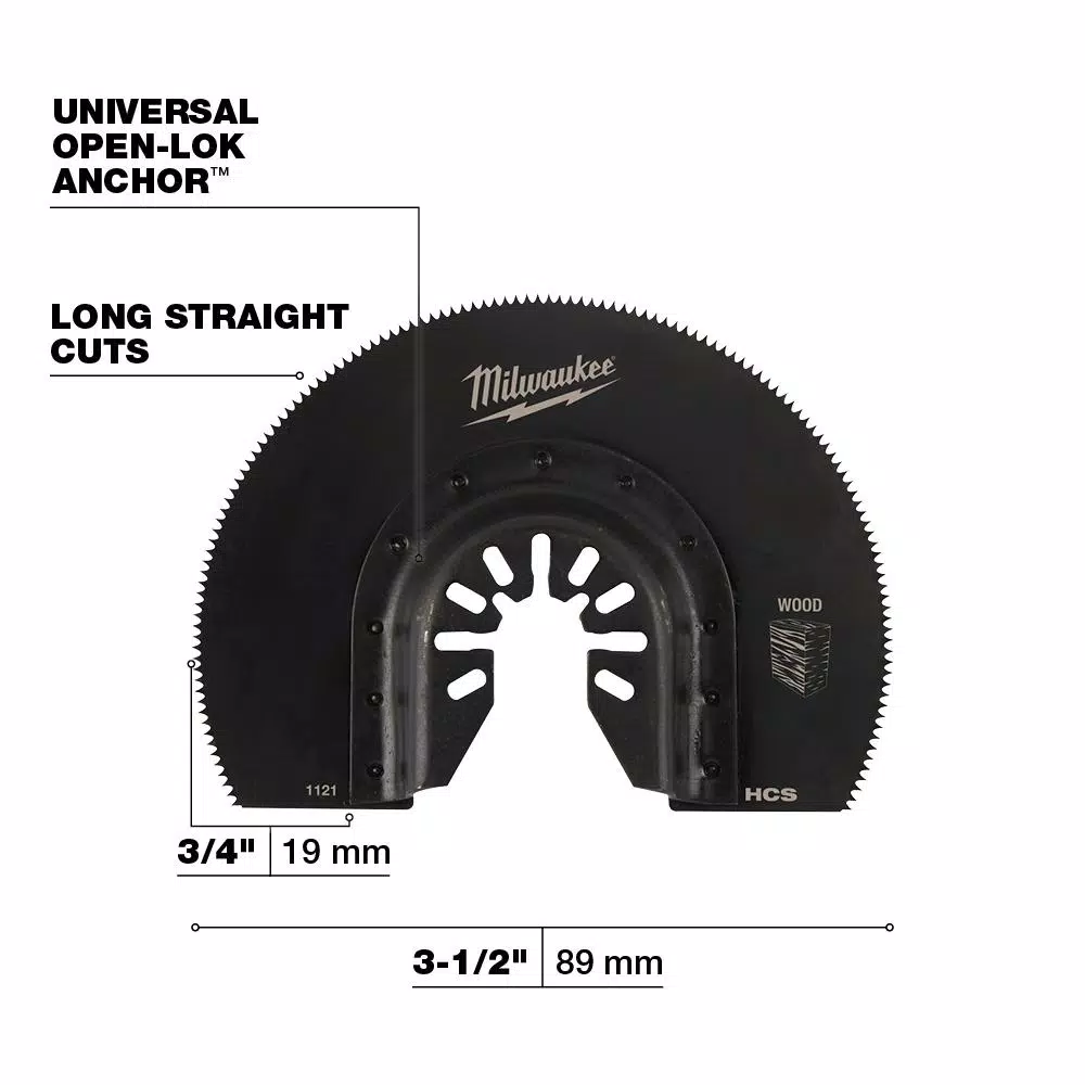 Milwaukee 3-1/2 in. High Carbon Steel Segmented Wood Oscillating Multi-Tool Blade, Universal Fit