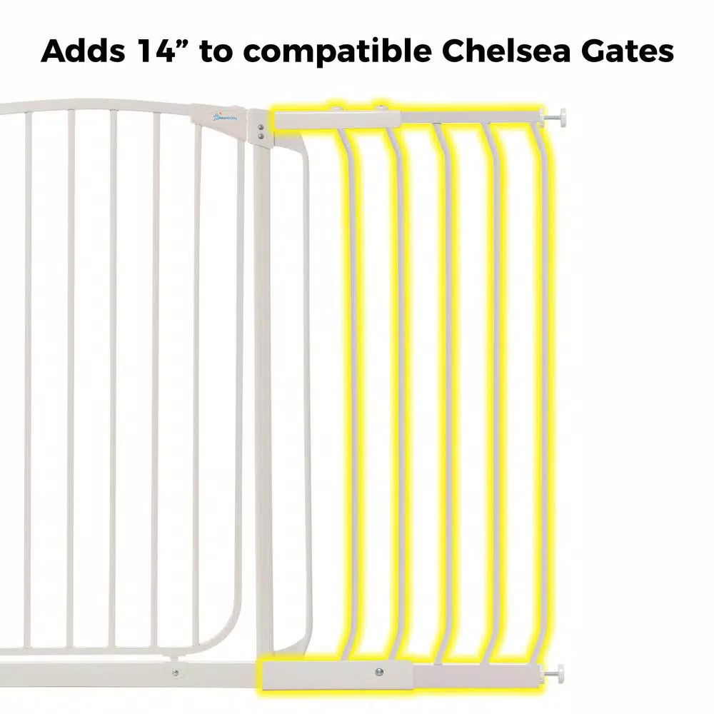 Dreambaby 14 in. Gate Extension for Chelsea Extra Tall Child Safety Gates, White