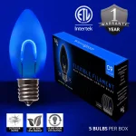 Wintergreen Lighting FlexFilament C9 Blue LED Shatterproof Vintage Edison Replacement Christmas Light Bulbs, 5-Pack thumbnail 2