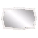 Pinnacle White Scallop Framed Wall Mirror - Distressed Whitewash Solid Wood - 36.75 in. W x 24.25 in. H thumbnail 1