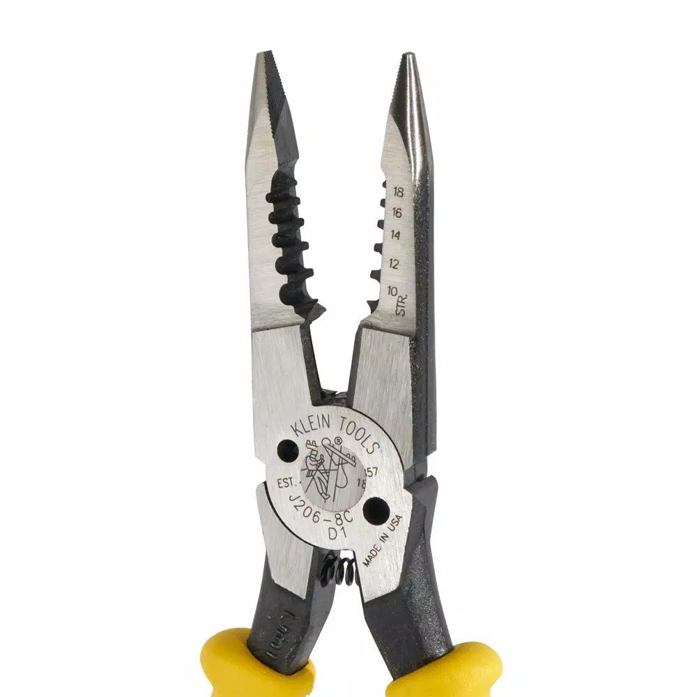 Klein Tools 8-3/8 in. All Purpose Long Nose Pliers with Spring and Wire Stripper