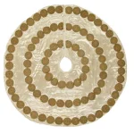 VHC Brands Creme Memories 48 in. Vanilla Velvet Christmas Tree Skirt with Gold Trim thumbnail 1