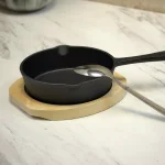 Gibson Home Campton 5.3 in. Cast Iron Mini Frying Pan with Wooden Base, Black thumbnail 4