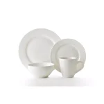 THOMSON POTTERY Basic White Stoneware Dinner Plate Set of 8 - Round Rimmed Plates thumbnail 2