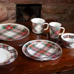 Golden Rabbit Highland Plaid 8 in. Enamelware Round Salad Plate Set of 4 thumbnail 7