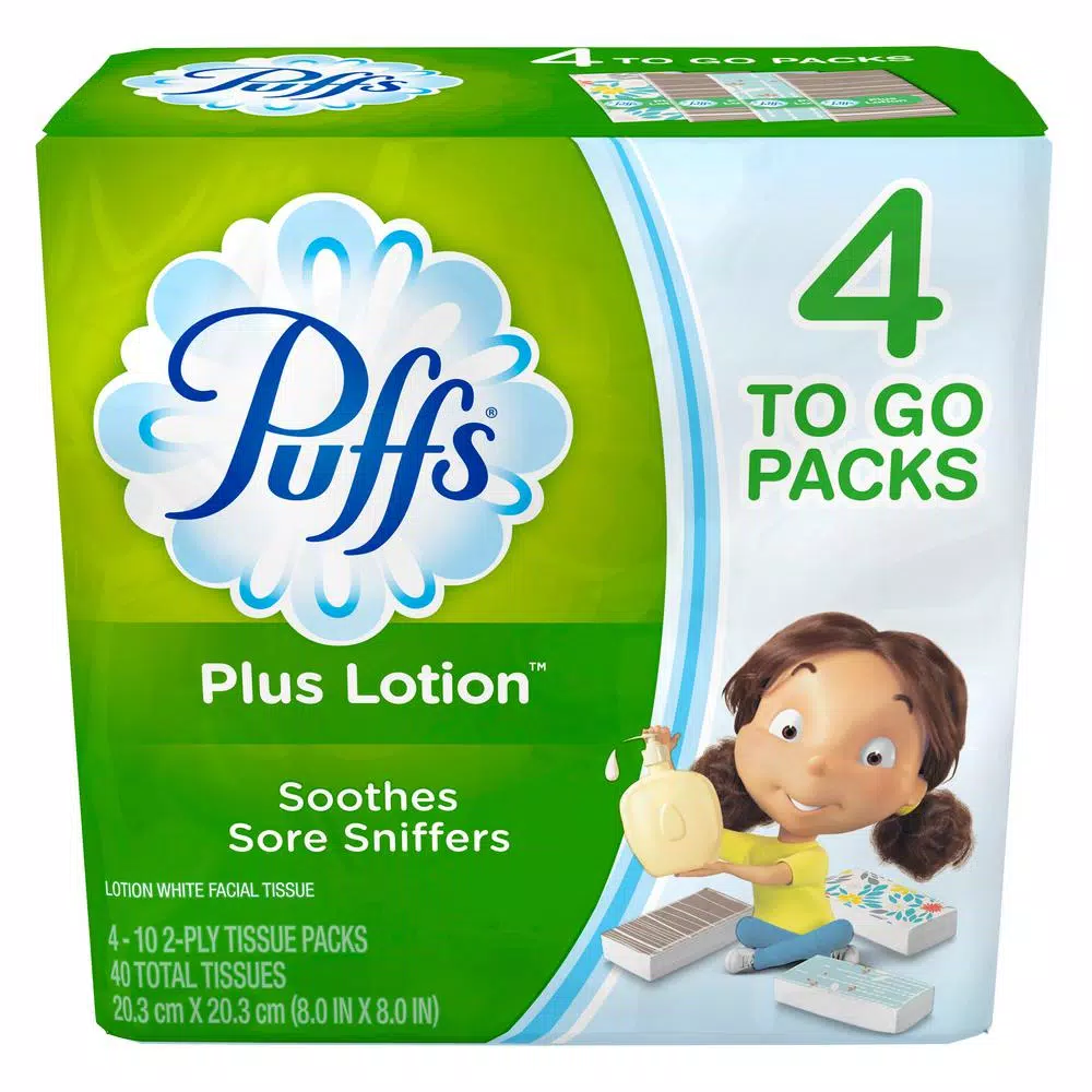 Puffs Plus Lotion 2-Ply Facial Tissue, 10-Count Box (4-Pack, 24 Case)