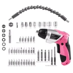 Apollo Tools 3.6V Lithium-Ion Cordless Electric Screwdriver with 45-Piece Accessory Set, Pink thumbnail 5