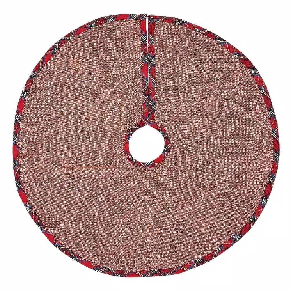VHC Brands Peyton 21 in. Tomato Red Traditional Christmas Mini Tree Skirt