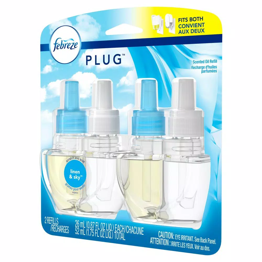 Febreze Plug-In Air Freshener Refill, Linen and Sky Dual Scented Oil, 2-Pack