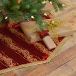 VHC Brands 48 in. Yule Christmas Red Glam Decor Tree Skirt with Gold Embroidered Paisley thumbnail 3