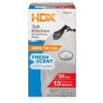 HDX 13 Gallon White Fresh Scent Drawstring Kitchen Trash Bags, 50-Count thumbnail 1