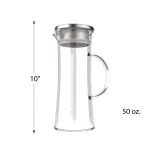 Classic Cuisine 50 oz. Borosilicate Glass Pitcher with Stainless Steel Filter Lid thumbnail 3