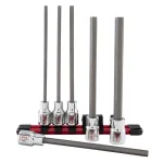 SUNEX TOOLS Sunex 6-Piece 3/8 in. Drive SAE Chrome Long Hex Bit Socket Set with Rail thumbnail 2