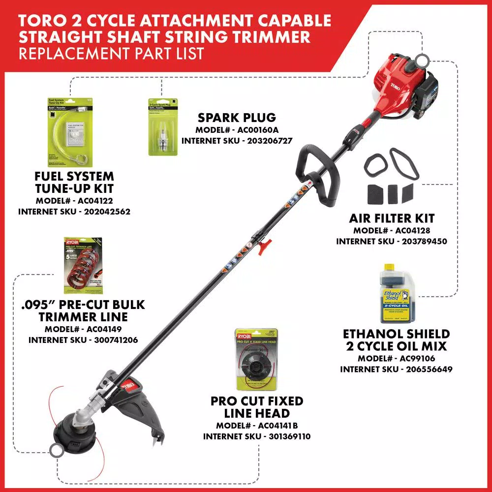 Toro 25.4cc 2-Cycle Gas String Trimmer, Attachment Capable, Straight Shaft