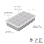 Tovolo Perfect Cube Silicone Ice Mold Tray with Lid, 1.25 in. Cubes, Oyster Gray thumbnail 2