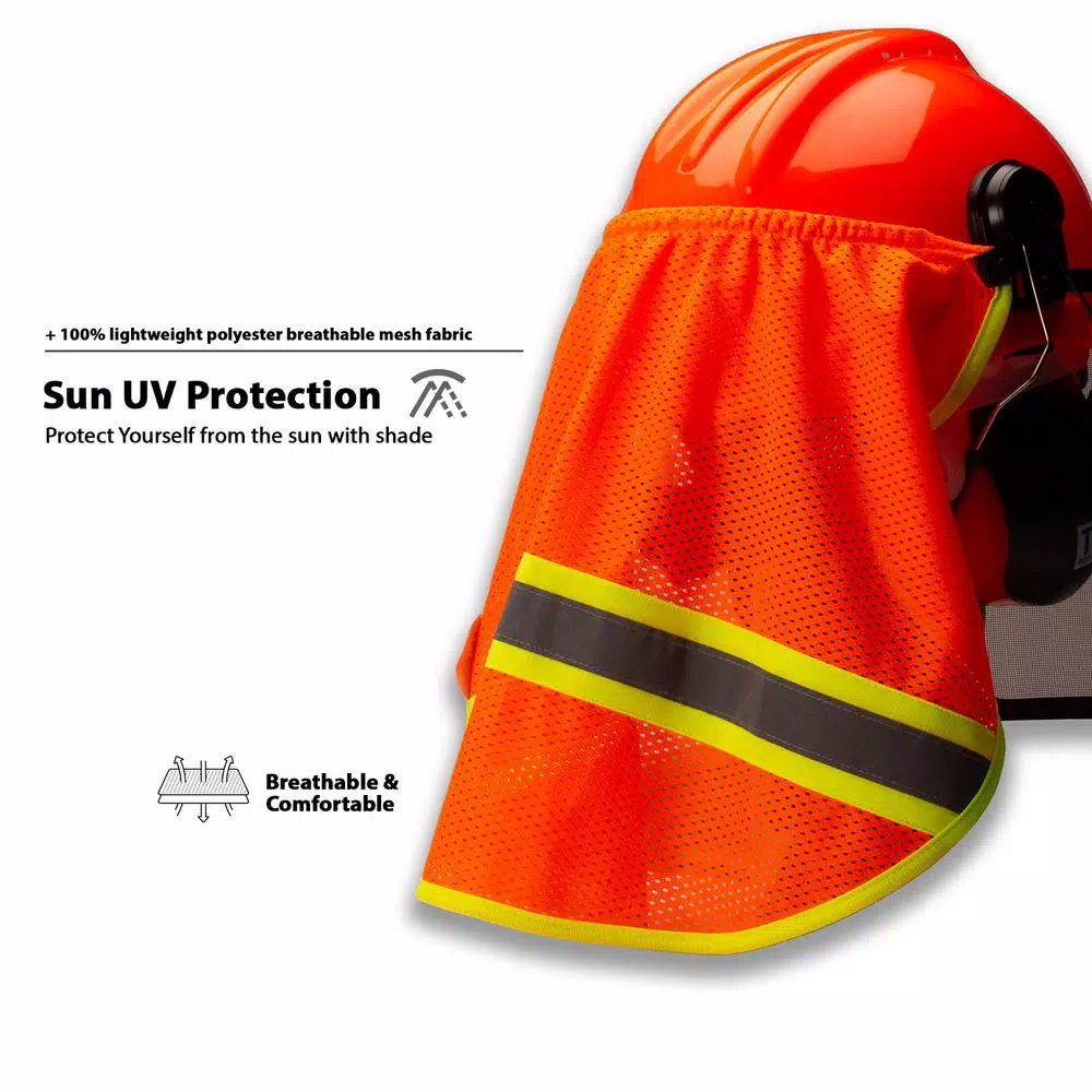 TR Industrial Mesh Neck Shade with 3M Reflector for Forestry Safety Helmet, Orange