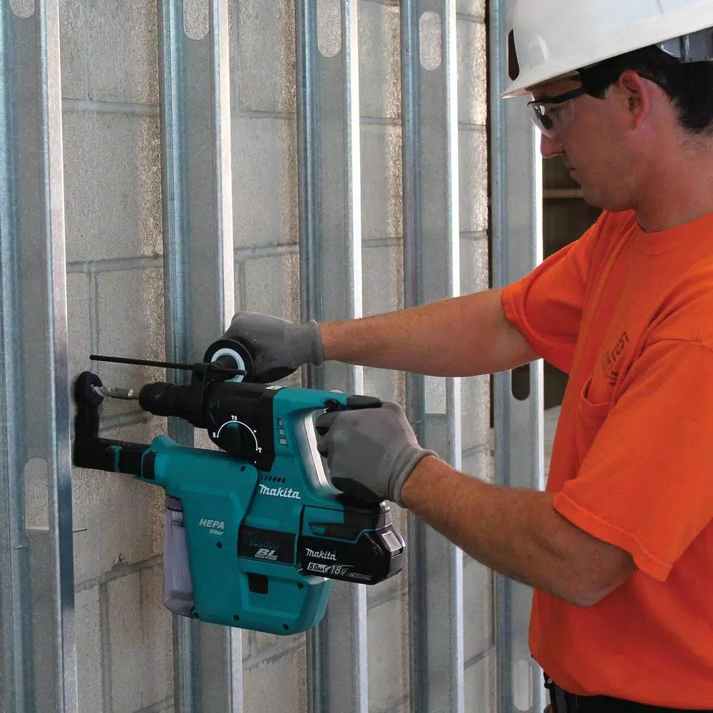 Makita 18V LXT Brushless 1 in. SDS-Plus Rotary Hammer Kit with HEPA Dust Extraction & 2-Pc. Combo Kit Bonus