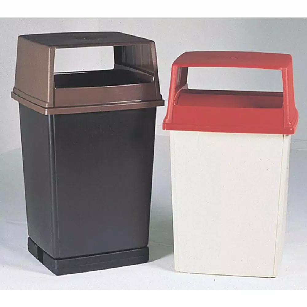Rubbermaid Commercial Products Glutton 56 Gallon Brown Trash Can Hooded Dome Top Lid