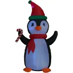 Fraser Hill Farm 10 ft. Penguin and Candy Cane Christmas Inflatable with RGB Lights thumbnail 5