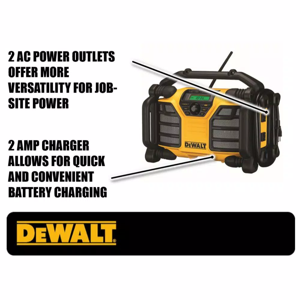DEWALT 20V MAX Worksite Radio with Built-in 2 Amp Charger, DCR015