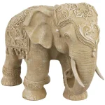 Oriental Furniture 20 in. Rustic Jeweled Elephant Decorative Statue, White Resin thumbnail 1