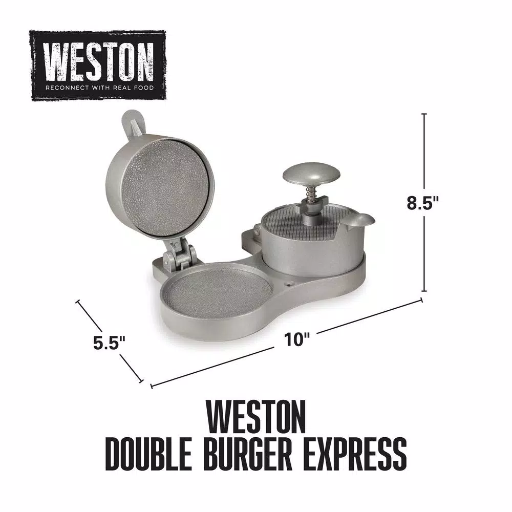 Weston Double Hamburger Press - Adjustable Aluminum Burger & Patty Maker