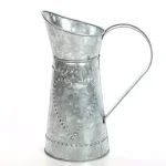 Benzara Gray Decorative Galvanized Metal Pitcher with Hammered Heart Design thumbnail 4