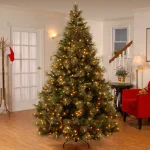 National Tree Company 7.5 ft. Carolina Pine Prelit Artificial Christmas Tree with 750 Clear Lights and Flocked Cones thumbnail 2