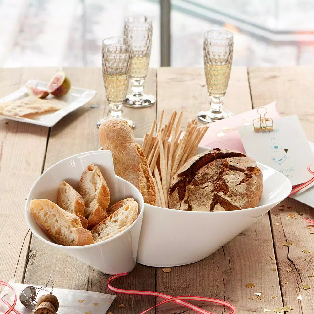 Villeroy & Boch New Wave White Porcelain Chip and Dip Serving Bowl