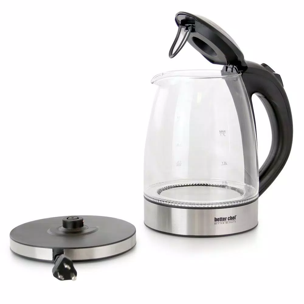 Better Chef 1.7L Cordless Electric Glass and Stainless Steel Tea Kettle, 7-Cup Capacity