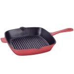 AMERCOOK LA PLURIEL 10 in. Enameled Cast Iron Nonstick Grill Pan, Red thumbnail 1