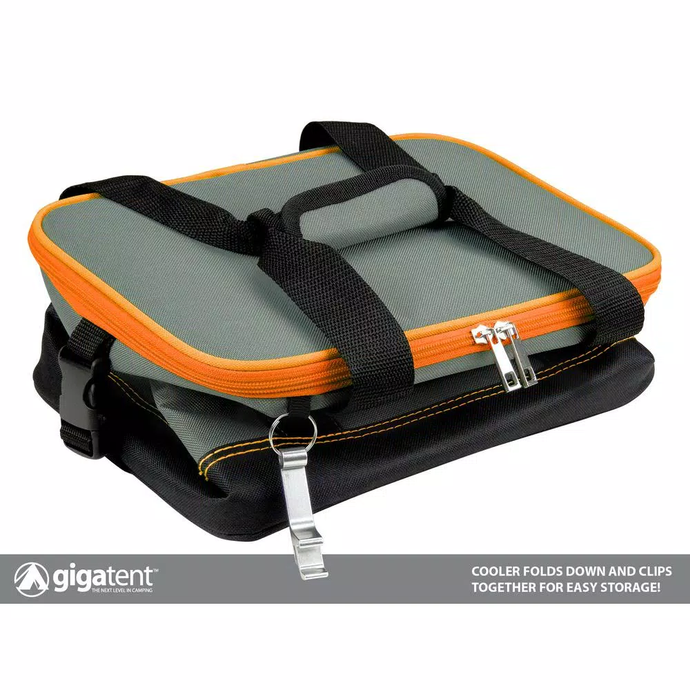 GigaTent Collapsible Soft-Side Insulated Cooler with 2 Cargo Pockets and Bottle Opener - Orange