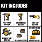 DEWALT FLEXVOLT 60V MAX Cordless 4-Tool Combo Kit with (2) 6.0 Ah Batteries thumbnail 2