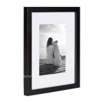 DesignOvation Gallery Wood Picture Frame Set, Black Satin Finish, Matted to 5 x 7 in., Set of 4 thumbnail 3