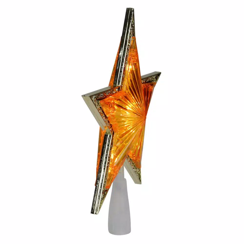 Northlight 9 in. Gold and Amber Crystal 5-Point Star Christmas Tree Topper, Prelit