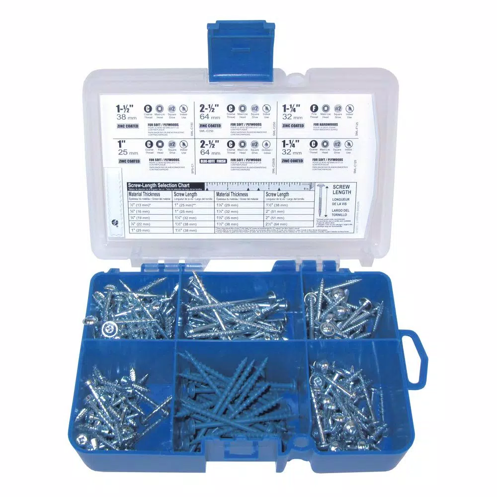 Kreg Pocket-Hole Screw Starter Kit, 260-Pack Assortment