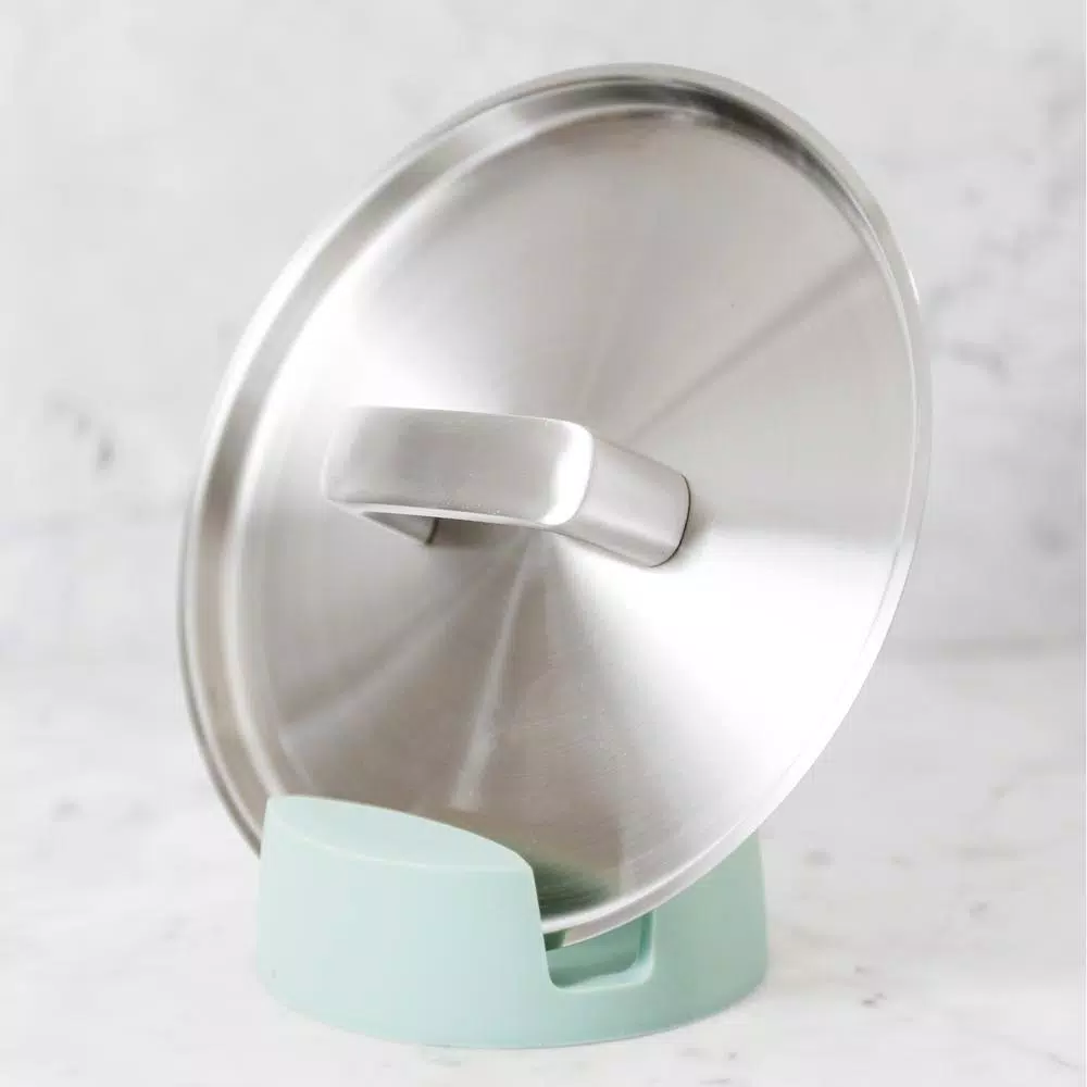 BergHOFF Leo 2-Piece Gray and Mint Silicone Ladle and Spoon Rest Set