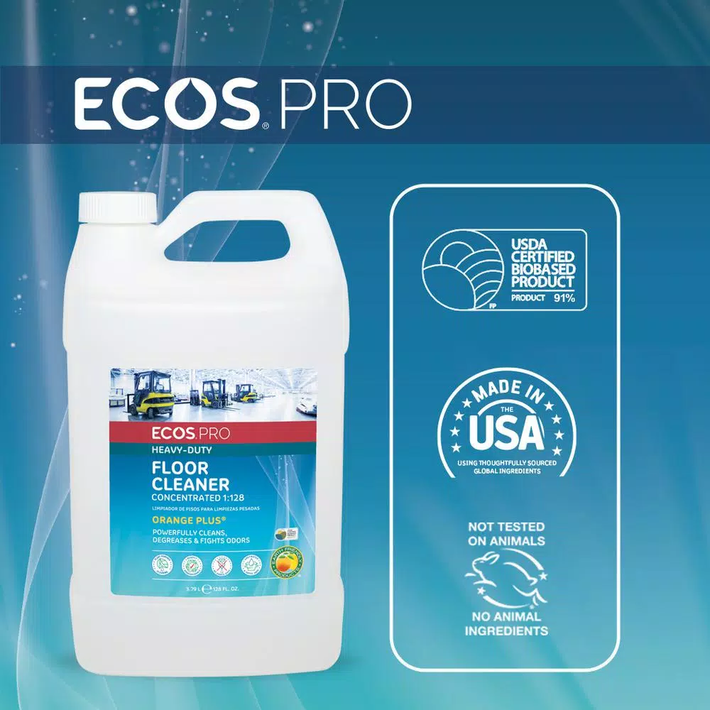 ECOS Pro Orange Plus Heavy-Duty Floor Cleaner Concentrate, 128 oz.