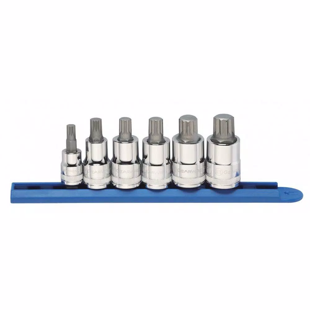 GearWrench 6-Piece Metric Triple Square Stubby Bit Socket Set, 3/8 in. and 1/2 in. Drive