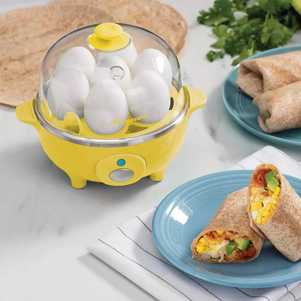 Maximatic 7-Egg Automatic Easy Egg Cooker with Poaching Tray - Yellow