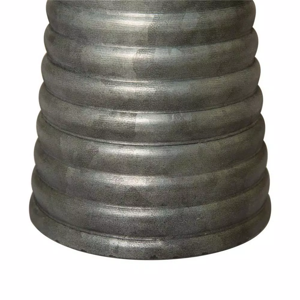 Glitzhome 12 in. Round Farmhouse Galvanized Metal Decorative Tray with Corrugated Edge