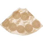 VHC Brands Creme Memories 21 in. Vanilla Velvet Christmas Tree Skirt with Gold Trim thumbnail 3