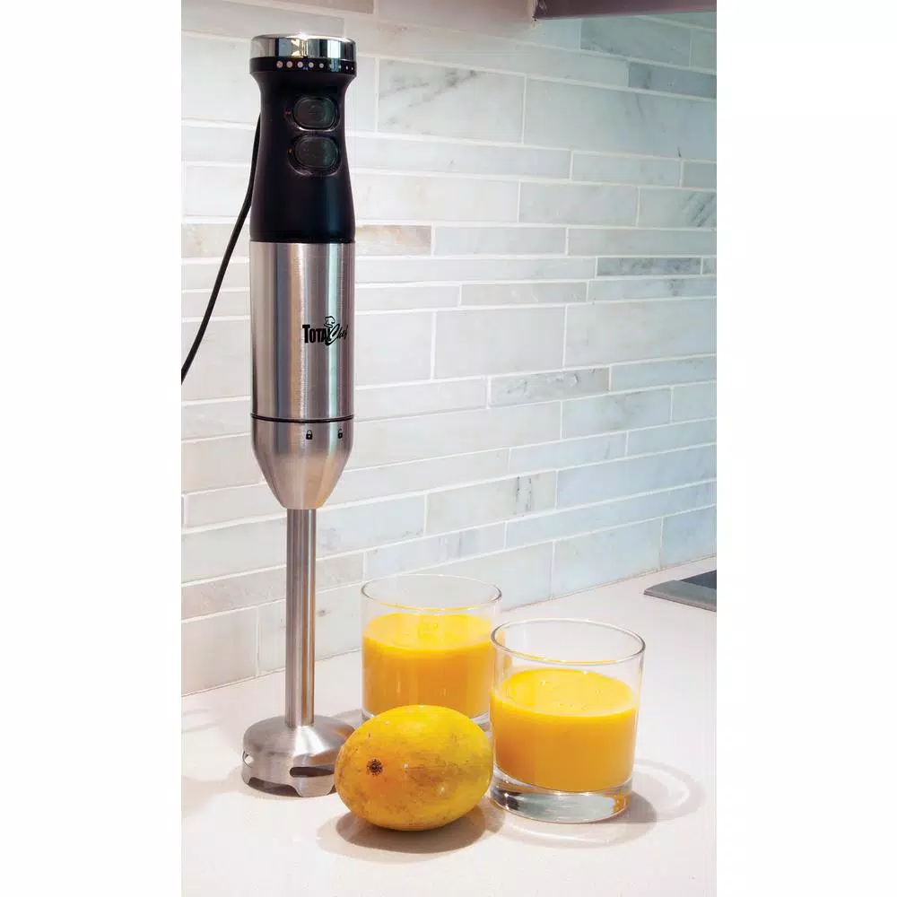 Total Chef 225-Watt Immersion Hand Blender with Turbo Boost, Silver/Black