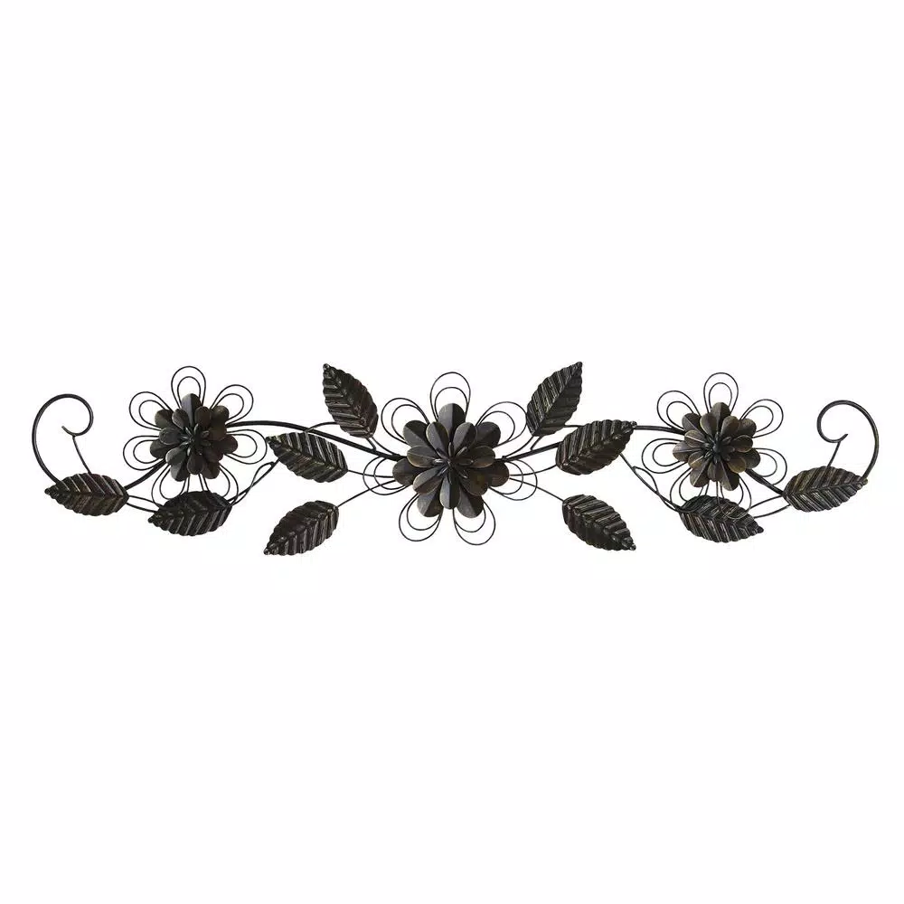 Stratton Home Decor Enchanting Metal Botanical Wall Decor - Black Floral Vine