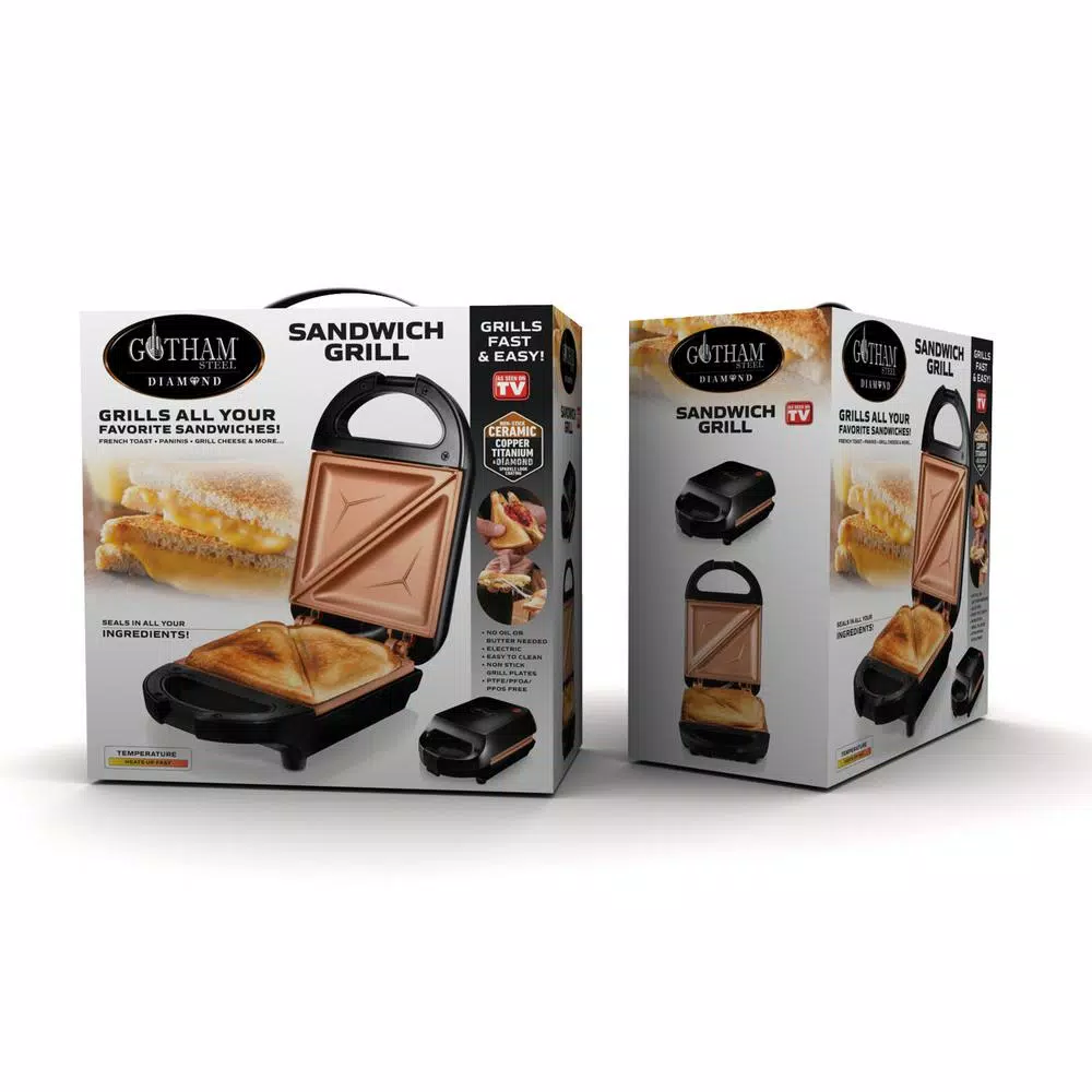 Gotham Steel Ti-Ceramic Non-Stick Single Sandwich Maker, Black