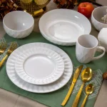 Elama Sienna White Porcelain 18-Piece Dinnerware Set, Service for 4 thumbnail 5