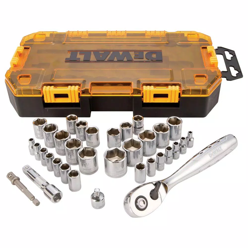 DEWALT 49-Piece 1/4 in. and 3/8 in. Drive Ratchet & Socket Set with Bonus 15-Piece Accessory Set